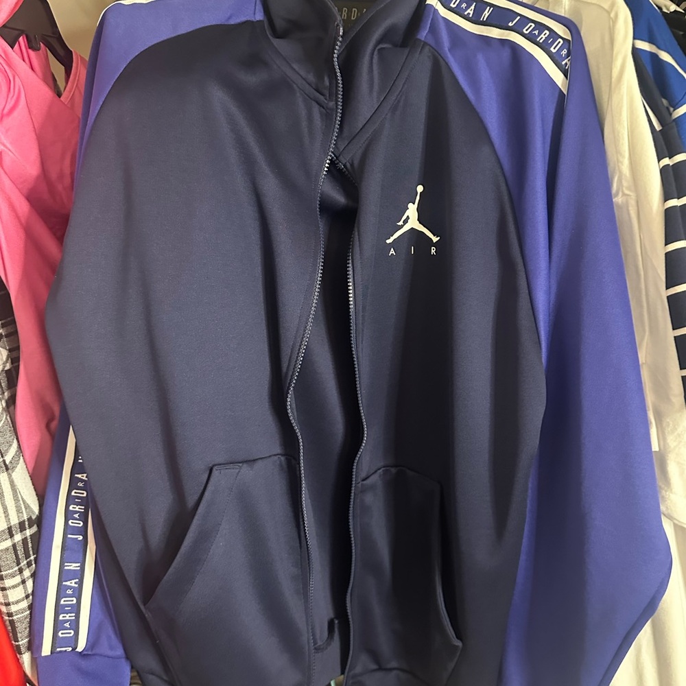Jordan Men's Navy and Royal Blue Bomber Jacket